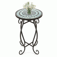 Helloshop26 - Table d'appoint ronde 30 x 30 x 50 cm design élégant support de plantes ambiance vintage en métal mosaïque noir 20_0019524 - noir m�