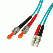 LEONI Câble FO duplex 50/125µm OM3, Suhner LC/ST, 20 m LEONI Câble FO duplex 50/125µm OM3, Suhner LC/ST, 20 m