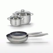 Lot 2 Poêles 24/28cm & 2 Faitouts 16/20cm Elo Profi Therm Platinum - gris inox 3176239989816