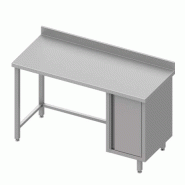 Table de travail inox adossée avec placard à droite sans étagère 19... - P930496190
