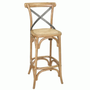 Tabouret de bar en bois avec dossier croisé métal | Bolero - GG657