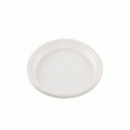 Betik Ecoline – 800 unités – Assiette ronde bagasse blanc sans PFAS  – Ø 22 cm - blanc Bagasse 1011119