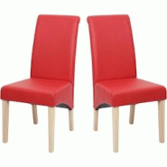 Décoshop26 - Lot de 2 chaises de salle à manger en synthétique mat rouge pieds en bois clairs CDS04479 - 3000428569605 Décoshop26 - Lot de 2 chaises de salle à manger en synthétique mat rouge pieds en bois clairs CDS04479 - 3000428569605