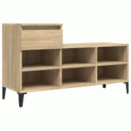 Helloshop26 - Armoire à chaussures moderne espace de rangement 102 x 36 x 60 cm en bois d'ingénierie chêne sonoma 02_0048447 - métal 3000235289437