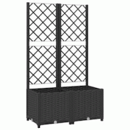 Helloshop26 - Jardinière bac lit surélevé plantes fleurs terrasse jardin avec treillis 80 x 40 x 136 cm PP noir 02_0038308 - 3000214210094 Helloshop26 - Jardinière bac lit surélevé plantes fleurs terrasse jardin avec treillis 80 x 40 x 136 cm PP noir 02_0038308 - 3000214210094