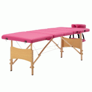 Helloshop26 - Table de massage pliable 4 zones bois rose 02_0001861 - rose Bois massif 3000089481537