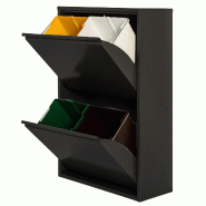 Jobgar - Poubelle et Recyclage Eco Recycling Métallique à 4 Compartiments, 4x17L (68L), Noire - noir multi-matériau JBG009