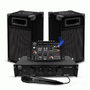Kit Sonorisation 300W Bm Sonic BMS-DJ300-USB-BT Enceintes Ampli Table de Mixage Bluetooth USB, Microphone Câblages+Clé USB 32G - 3666638035356