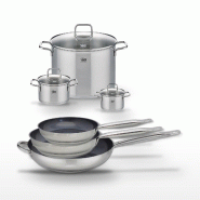 Lot de 3 Poêles céramiques 24/28/32 cm Elo Profi Therm Platinum et 3 Faitouts Elo - gris inox 3176239953442