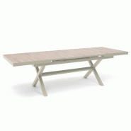 Oviala Business Table extensible 10 places en aluminium et céramique crème - beige 115186