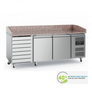 Table de préparation à pizza EcoFrost 2 portes 7 tiroirs - Réf 7950.5150 - 580 litres - Température +2ºC à +8ºC_0