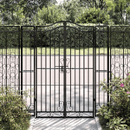 Vidaxl portail de jardin noir 121x8x150 cm fer forgé 363432