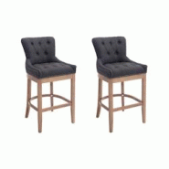 CLP Lot de 2 Tabourets de Bar Lakewood en Tissu Gris foncé/Antique clair - gris textile 304583_0