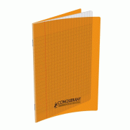 CONQUERANT Lot de 10 Cahier Classique PP piqué 17x22, 60p./30 feuilles 90g/m², Séyès, coloris orange - 3020120006963
