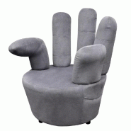 Helloshop26 - Fauteuil chaise siège lounge design club sofa salon en forme de main velours gris 1102068/3 - gris polyester 3000140447762