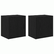 Helloshop26 - Lot de 2 armoires murales de garage 40 x 30 x 41 cm rangement pratique finition mate en bois d'ingénierie noir 02_0051420 - noir Bois m