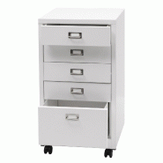 Mendler Caisson à roulettes HWC-L49, armoire à tiroirs Armoire à dossiers en acier, métal 75x40x41cm 5 tiroirs ~ blanc - blanc métal 99457