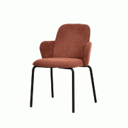 Paddy - Chaise empilable en tissu marron-rouge