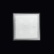Plafonnier carré en verre strié 50x50 cm, design moderne avec 4 douilles E27 pour un éclairage intérieur élégant et diffus - Perenz - blanc 5746 ST