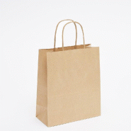 Sac kraft vergé brun poignées torsadées 18x8x21cm - par 50