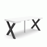 SKRAUT HOME Table console extensible, 180, Pour 8 personnes, Pieds bois massif, Blanc - blanc Bois manufacturé 231_7