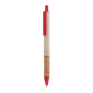 Stylo bille écologique en paille de blé - grip liège naturel - encre bleue - couleur rouge Stylo bille écologique en paille de blé - grip liège naturel - encre bleue - couleur rouge