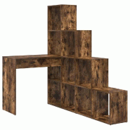 Bureau d'angle avec étagère Chêne fumé 101,5 x 149,5 x 149,5 cm Modèle Titan Horizon - 8721158934208