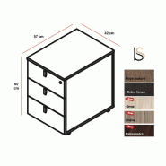 Caisson mobile pour bureau Lithos - Dellarovere - Noyer, 3 tiroirs, Oui_0