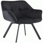 Décoshop26 - Chaise de salle à manger x1 fonction pivotante en velours noir cadre en métal noir 10_0007205 - noir métal 3000265990754