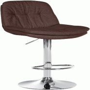 Décoshop26 - Tabouret chaise haute x1 pour cuisine et bar à assise moelleuse en tissu marron cadre en métal chromé 10_0005792 - marron métal 3000