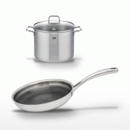 Lot Poêle 24 cm et Faitout 26 cm Elo Relief Evolution - gris inox 3176239956399