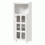 Merax meuble d'angle LED avec app, porte vitrée et étagère ouverte, 63.5 x 34.5 x 124 cm, blanc - blanc N656P350870W