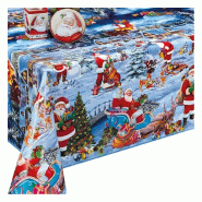 Nappe de Noël Blanche Neige en toile cirée –  140 x 350 cm – Livraison roulée sur tube - bleu plastique polypropylène 3452968034066