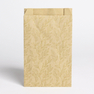 Pochettes cadeaux kraft lisse Feuilles d'or 12x4,5x20cm - par 150