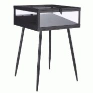 Table vitrine métal noir et verre H58cm