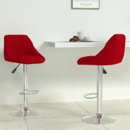 Tabourets de bar lot de 2 rouge bordeaux velours Modèle Flex Confort Plus - 335311