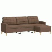 VidaXL Canapé à 3 places avec repose-pieds Marron 210 cm Tissu Modèle Léandre - 3278252