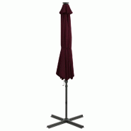 VidaXL Parasol de jardin en porte-à-faux avec mât et lumières LED Modèle Atlas Ligne Pro - rouge 312334
