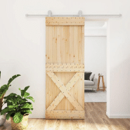 Vidaxl porte coulissante et kit de quincaillerie 80x210 cm pin massif 3203117 Vidaxl porte coulissante et kit de quincaillerie 80x210 cm pin massif 3203117