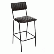 Chaise de bar en cuir retro - noir