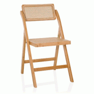 Chaise pliante / chaise de salle à manger TUDELA BAMBOO bambou / rotin brun hjh LIVING - marron Bambou 927005