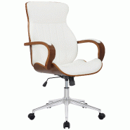 CLP Fauteuil de bureau Melilla en similicuir Noyer / Blanc - blanc polyester 314329 CLP Fauteuil de bureau Melilla en similicuir Noyer / Blanc - blanc polyester 314329