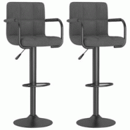 Décoshop26 - Lot de 2 tabourets de bar chaises hautes avec dossier et accoudoirs en velours gris foncé et acier DEC029718 - gris 3000257520013 Décoshop26 - Lot de 2 tabourets de bar chaises hautes avec dossier et accoudoirs en velours gris foncé et acier DEC029718 - gris 3000257520013
