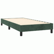 Décoshop26 - Sommier à lattes sur pieds cadre de lit 90x190 cm tissu velours vert foncé TDL0206875 - 3001001732690