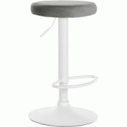 Décoshop26 - Tabouret de bar x1 design simple hauteur réglable revêtement en velours gris pieds en métal blanc 10_0005357 - blanc 3000252601335 Décoshop26 - Tabouret de bar x1 design simple hauteur réglable revêtement en velours gris pieds en métal blanc 10_0005357 - blanc 3000252601335