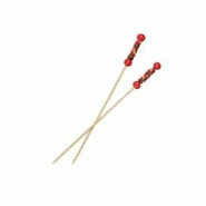 ECOLOMIQUE - 100 Pcs - Pique en bambou "Fuji" - 11,2 cm, décor rouge, perles naturelles - ECO209BBFUJI - Bambou ECO209BBFUJI ECOLOMIQUE - 100 Pcs - Pique en bambou "Fuji" - 11,2 cm, décor rouge, perles naturelles - ECO209BBFUJI - Bambou ECO209BBFUJI