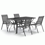 HELLOSHOP26 - Ensemble de salle à manger de jardin meuble extérieur 5 pièces gris et noir 02_0013795 - gris 02_0013795 HELLOSHOP26 - Ensemble de salle à manger de jardin meuble extérieur 5 pièces gris et noir 02_0013795 - gris 02_0013795