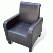Helloshop26 - Fauteuil chaise siège lounge design club sofa salon cuir synthétique noir 1102057/3 - noir Bois massif 3000140351304