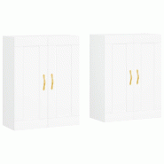 Helloshop26 - Lot de 2 armoires murales blanches design pratique espace rangement 69,5 x 34 x 90 cm en bois blanc 02_0055497 - blanc Bois massif 30002