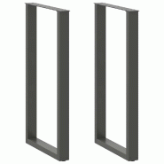 Helloshop26 - Lot de 2 pieds de table de bar en U réglables 60 x 110 cm design moderne stabilité accrue en acier anthracite 02_0057490 - acier 30002